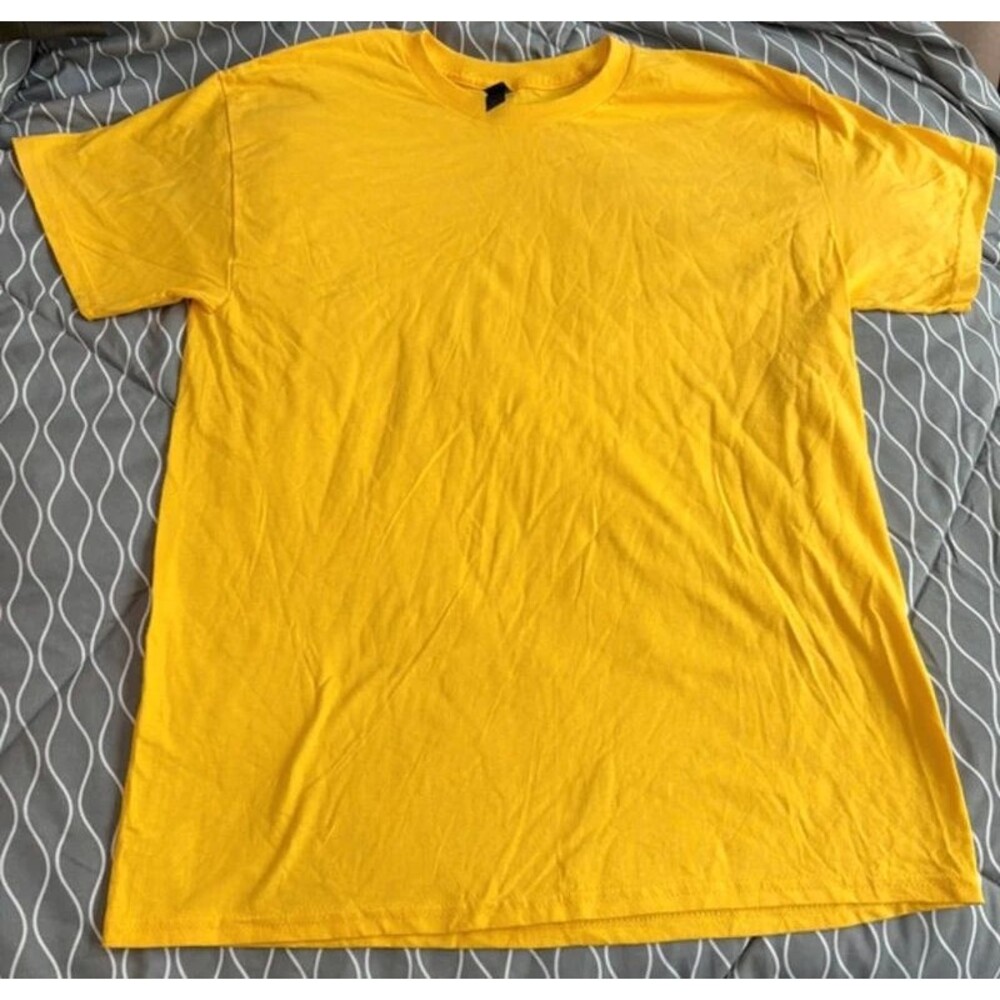 Gildan Heavy Cotton Yellow Plain T-Shirt Size L